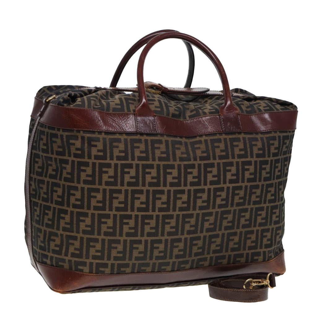 FENDI Zucca Canvas Boston Bag 2way Brown Blackyk13241