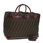 FENDI Zucca Canvas Boston Bag 2way Brown Blackyk13241
