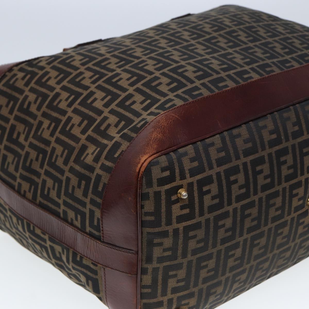 FENDI Zucca Canvas Boston Bag 2way Brown Blackyk13241