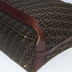FENDI Zucca Canvas Boston Bag 2way Brown Blackyk13241