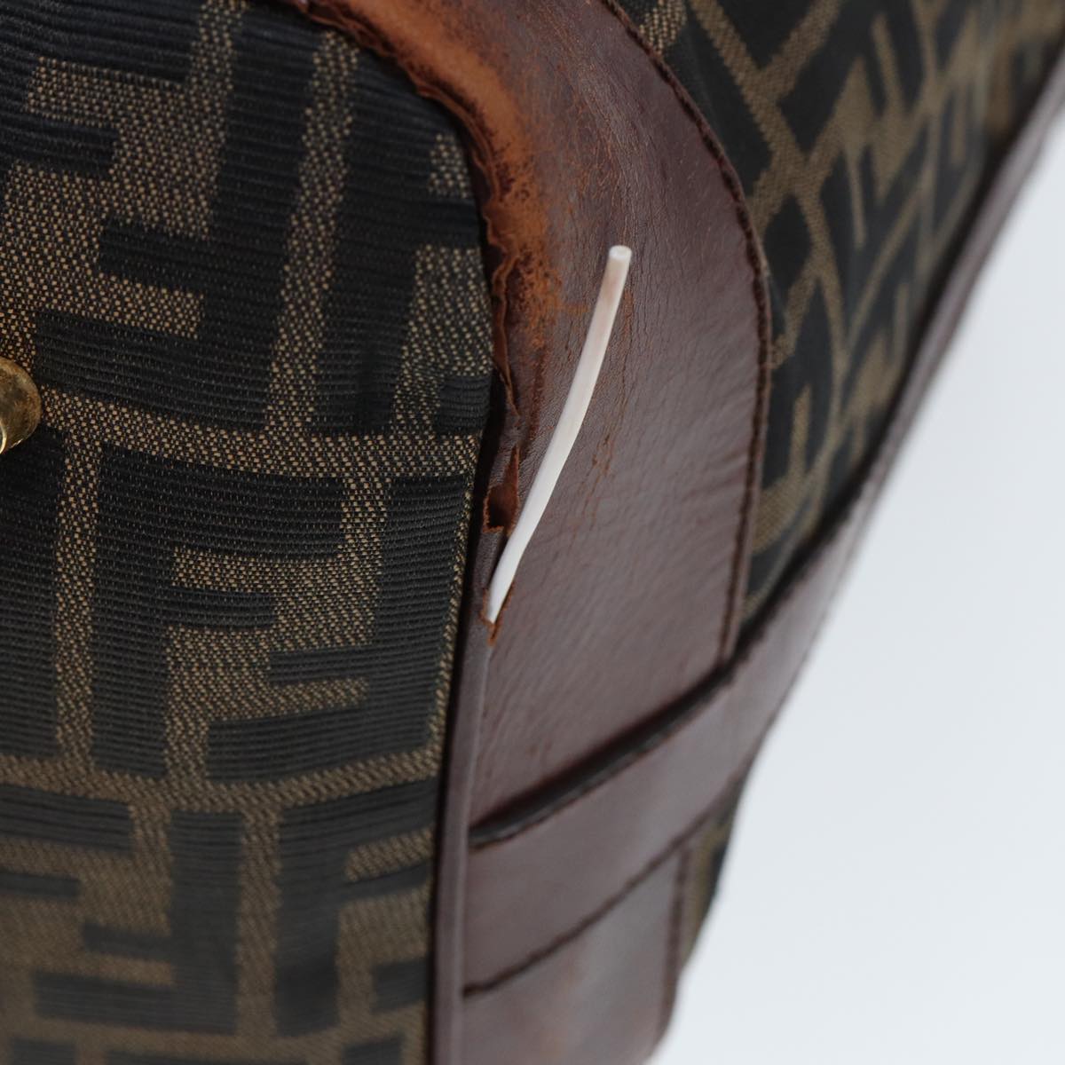 FENDI Zucca Canvas Boston Bag 2way Brown Blackyk13241