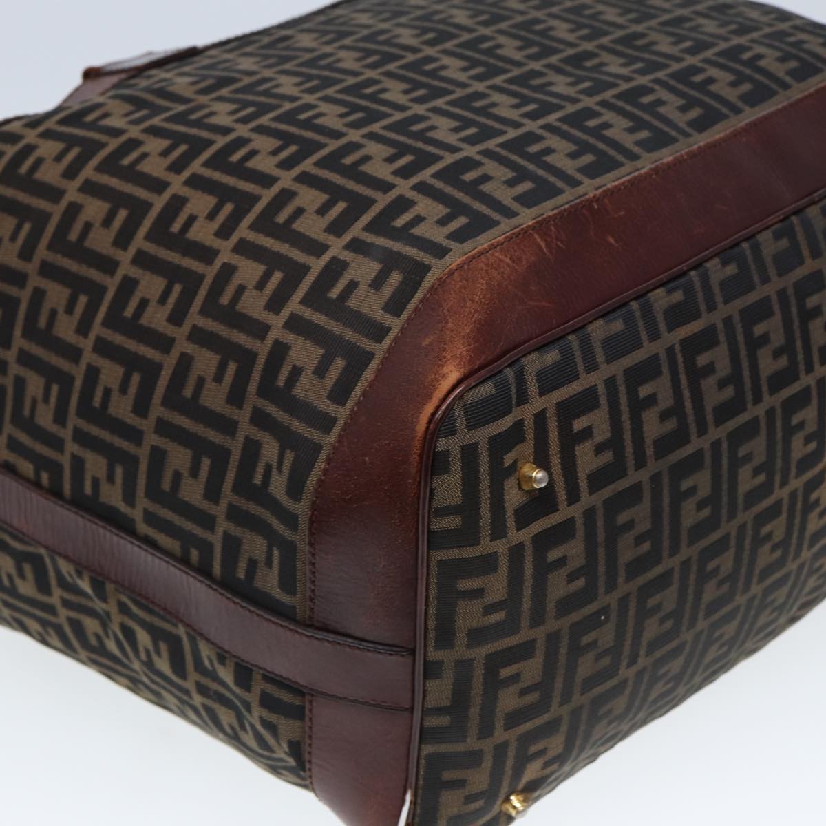 FENDI Zucca Canvas Boston Bag 2way Brown Blackyk13241