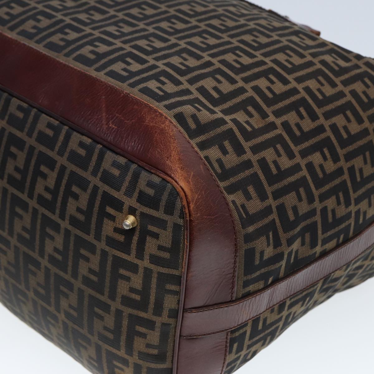 FENDI Zucca Canvas Boston Bag 2way Brown Blackyk13241