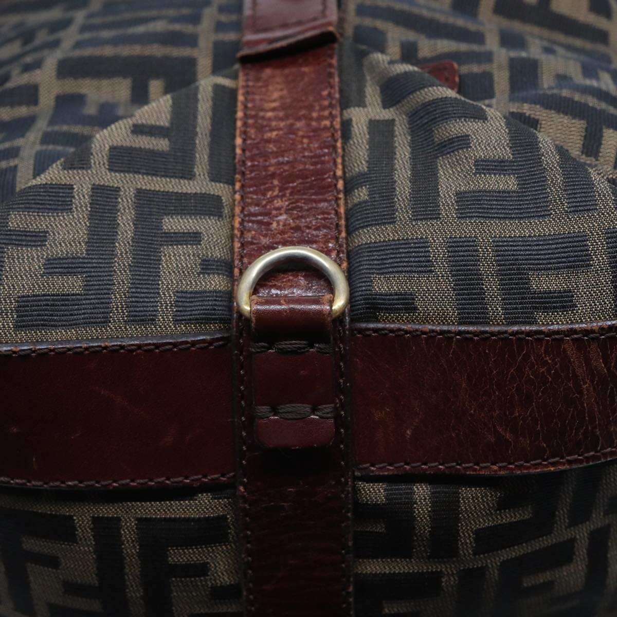 FENDI Zucca Canvas Boston Bag 2way Brown Blackyk13241