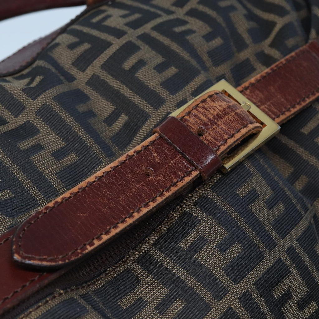 FENDI Zucca Canvas Boston Bag 2way Brown Blackyk13241