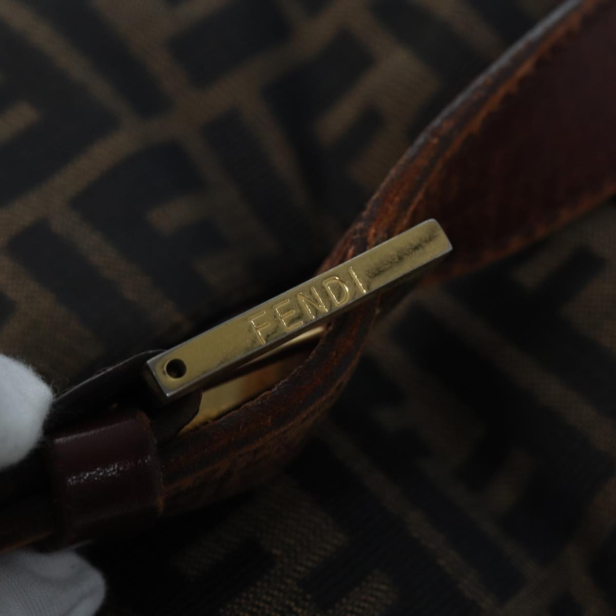 FENDI Zucca Canvas Boston Bag 2way Brown Blackyk13241