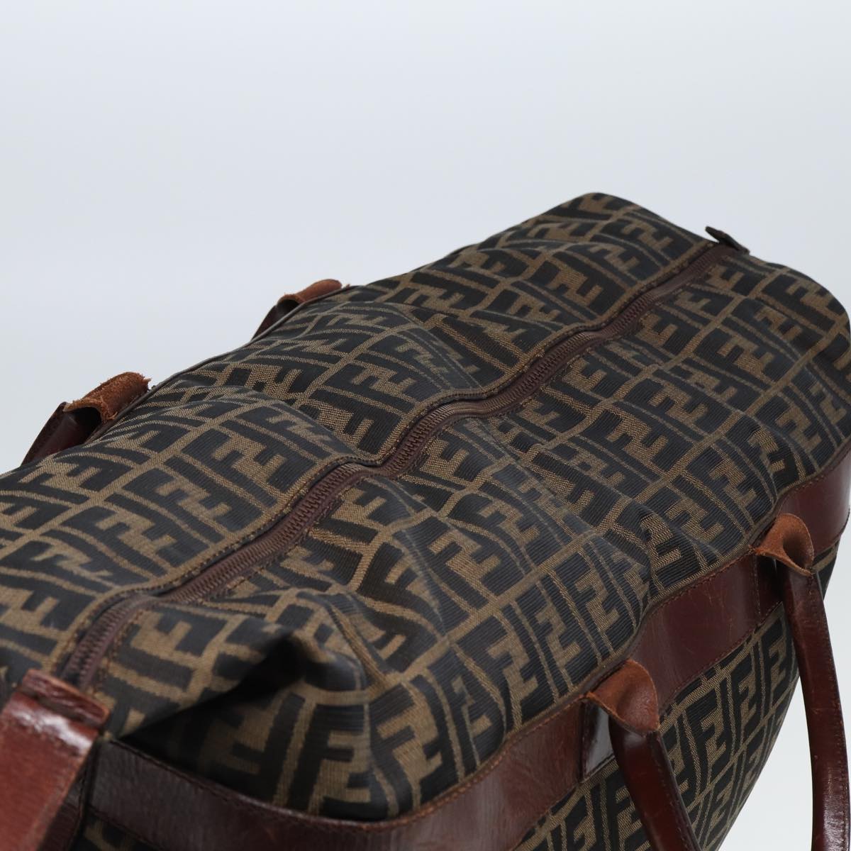 FENDI Zucca Canvas Boston Bag 2way Brown Blackyk13241