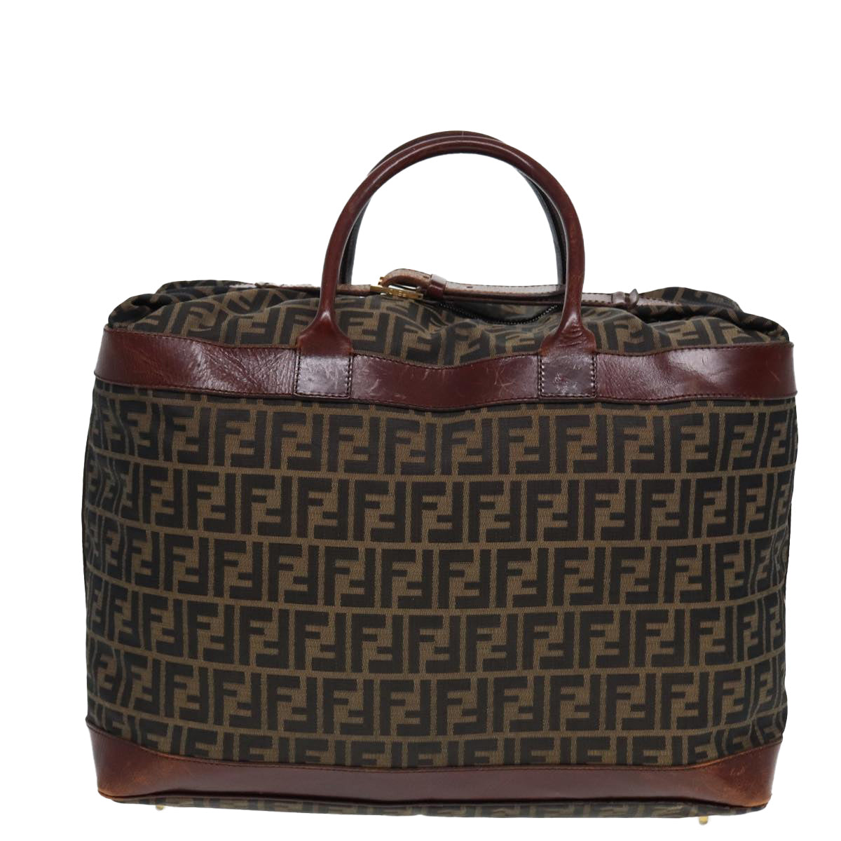 FENDI Zucca Canvas Boston Bag 2way Brown Blackyk13241