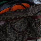 FENDI Zucca Canvas Boston Bag 2way Brown Blackyk13241