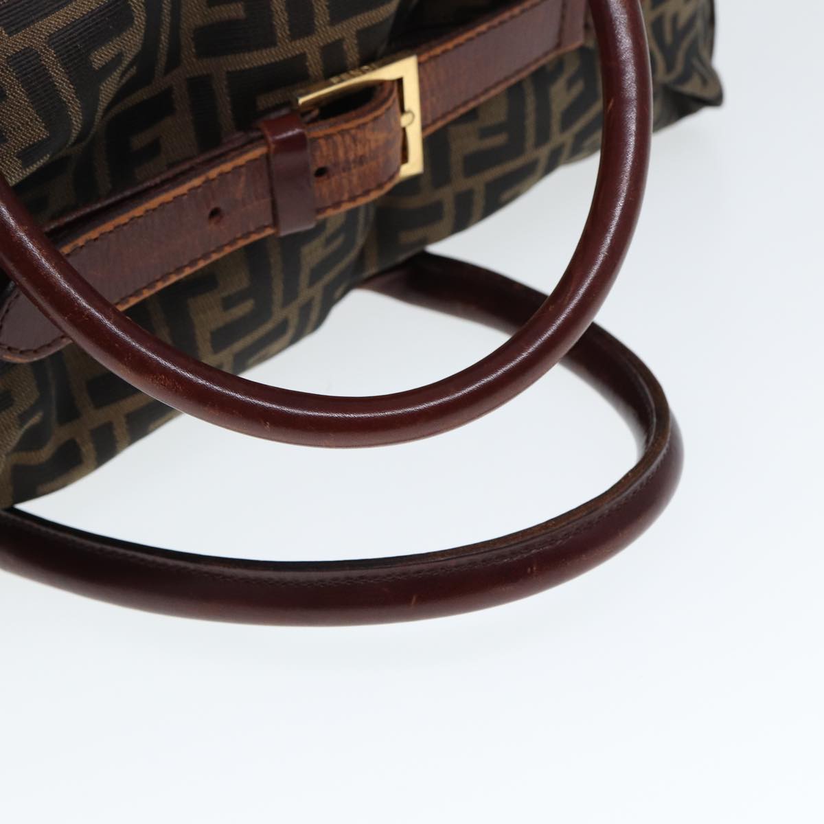 FENDI Zucca Canvas Boston Bag 2way Brown Blackyk13241