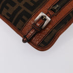 FENDI Zucca Canvas Shoulder Bag Brown Blackyk13283