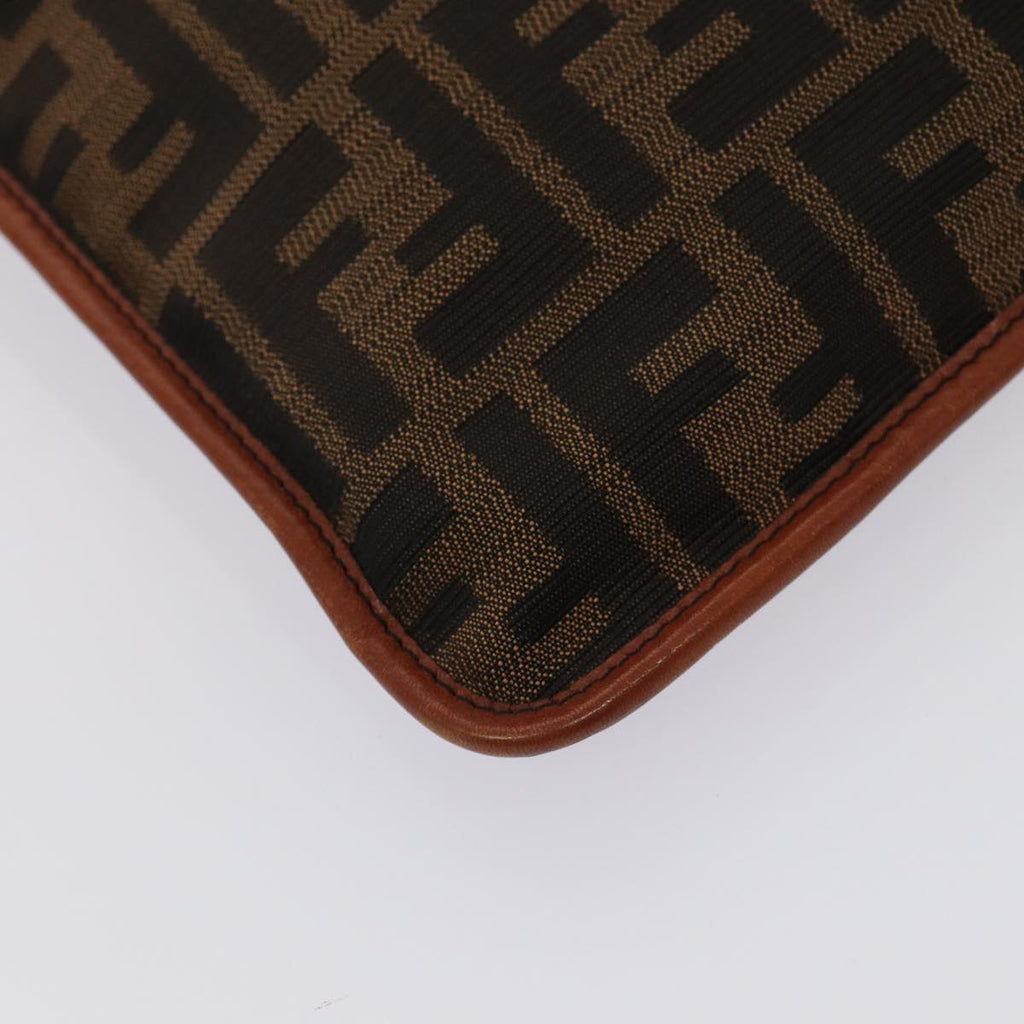 FENDI Zucca Canvas Shoulder Bag Brown Blackyk13283