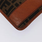 FENDI Zucca Canvas Shoulder Bag Brown Blackyk13283