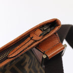 FENDI Zucca Canvas Shoulder Bag Brown Blackyk13283