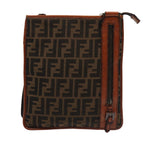 FENDI Zucca Canvas Shoulder Bag Brown Blackyk13283