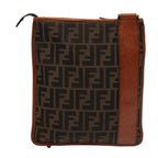 FENDI Zucca Canvas Shoulder Bag Brown Blackyk13283