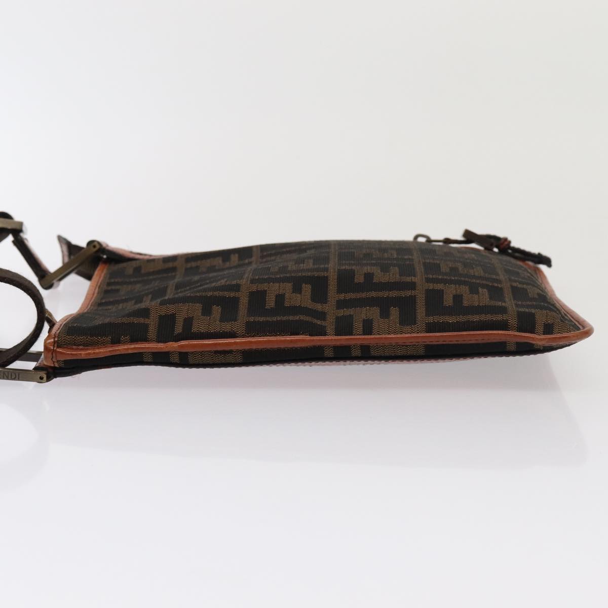 FENDI Zucca Canvas Shoulder Bag Brown Blackyk13283