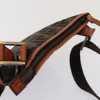 FENDI Zucca Canvas Shoulder Bag Brown Blackyk13283