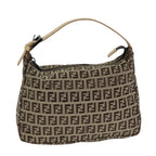 FENDI Zucchino Canvas Hand Bag Brown Blackyk13284