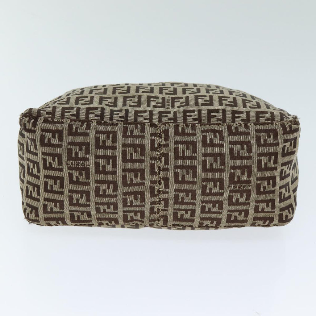 FENDI Zucchino Canvas Hand Bag Brown Blackyk13284