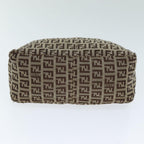 FENDI Zucchino Canvas Hand Bag Brown Blackyk13284