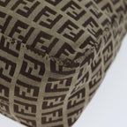 FENDI Zucchino Canvas Hand Bag Brown Blackyk13284