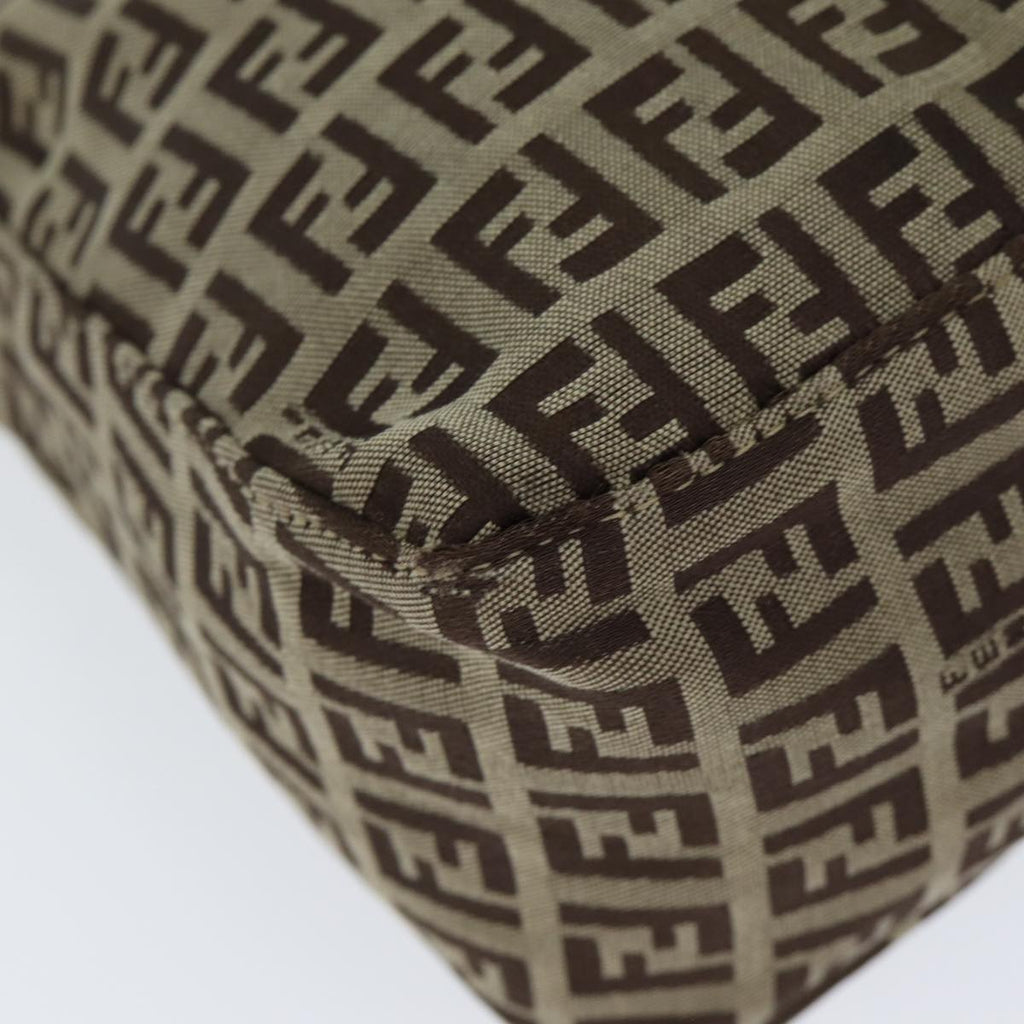FENDI Zucchino Canvas Hand Bag Brown Blackyk13284