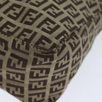 FENDI Zucchino Canvas Hand Bag Brown Blackyk13284