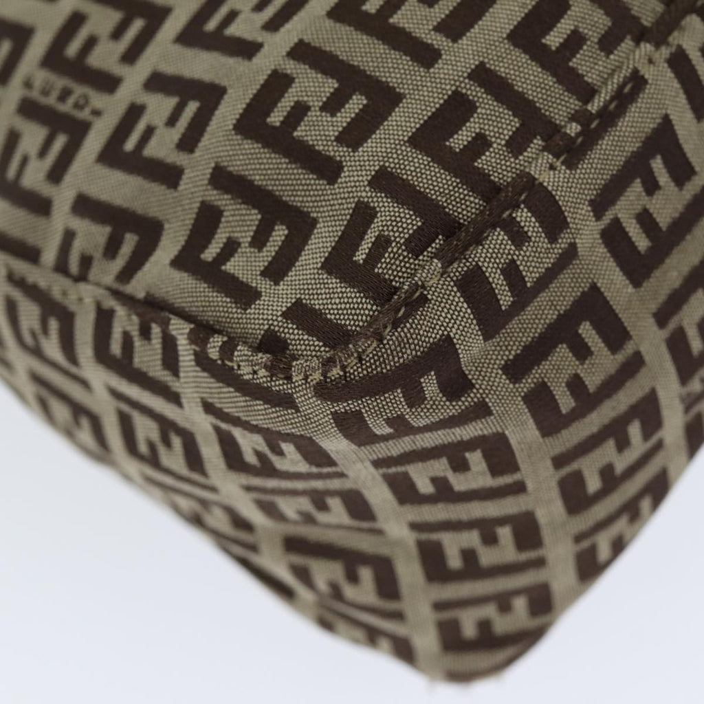 FENDI Zucchino Canvas Hand Bag Brown Blackyk13284