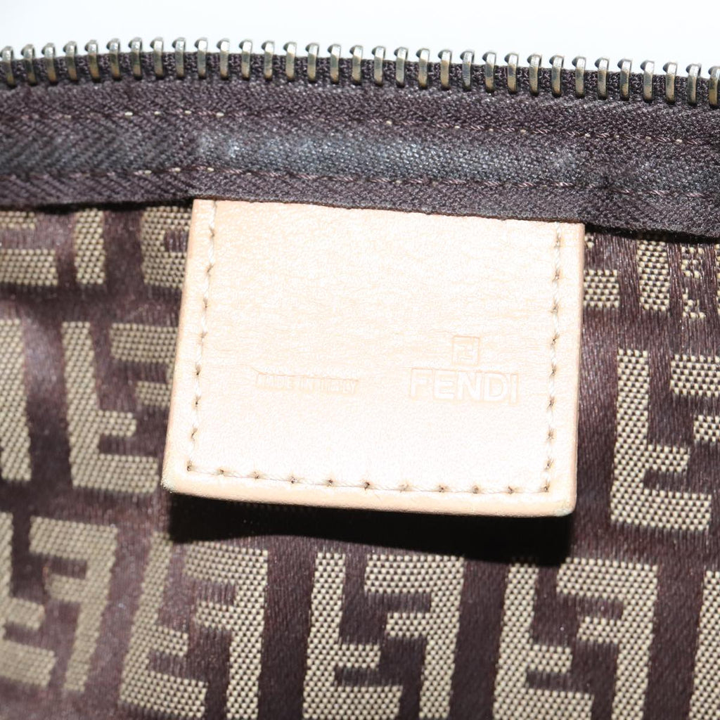 FENDI Zucchino Canvas Hand Bag Brown Blackyk13284