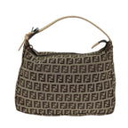 FENDI Zucchino Canvas Hand Bag Brown Blackyk13284