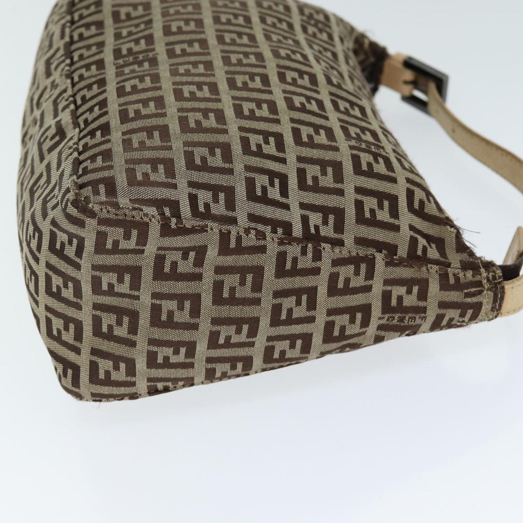FENDI Zucchino Canvas Hand Bag Brown Blackyk13284