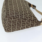 FENDI Zucchino Canvas Hand Bag Brown Blackyk13284