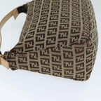 FENDI Zucchino Canvas Hand Bag Brown Blackyk13284