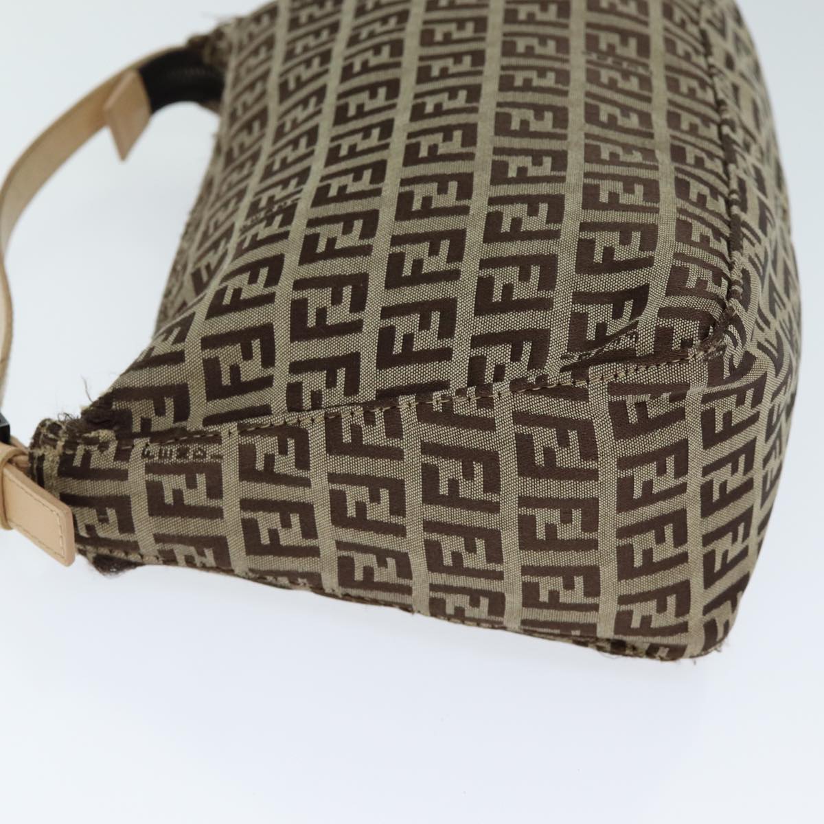 FENDI Zucchino Canvas Hand Bag Brown Blackyk13284