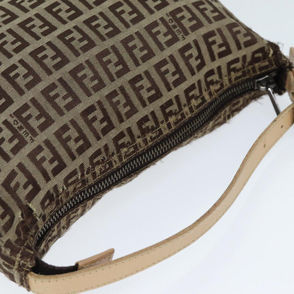 FENDI Zucchino Canvas Hand Bag Brown Blackyk13284