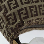 FENDI Zucchino Canvas Hand Bag Brown Blackyk13284