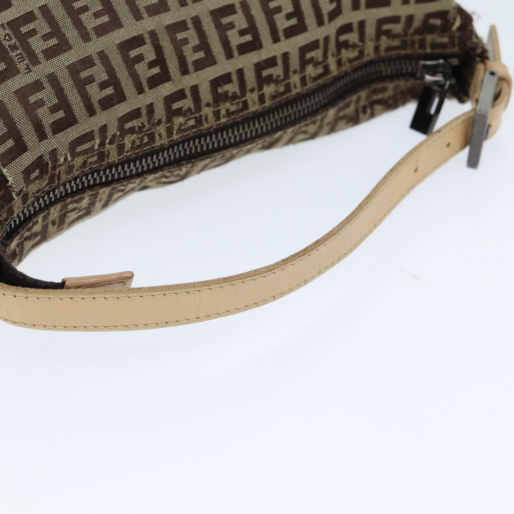 FENDI Zucchino Canvas Hand Bag Brown Blackyk13284