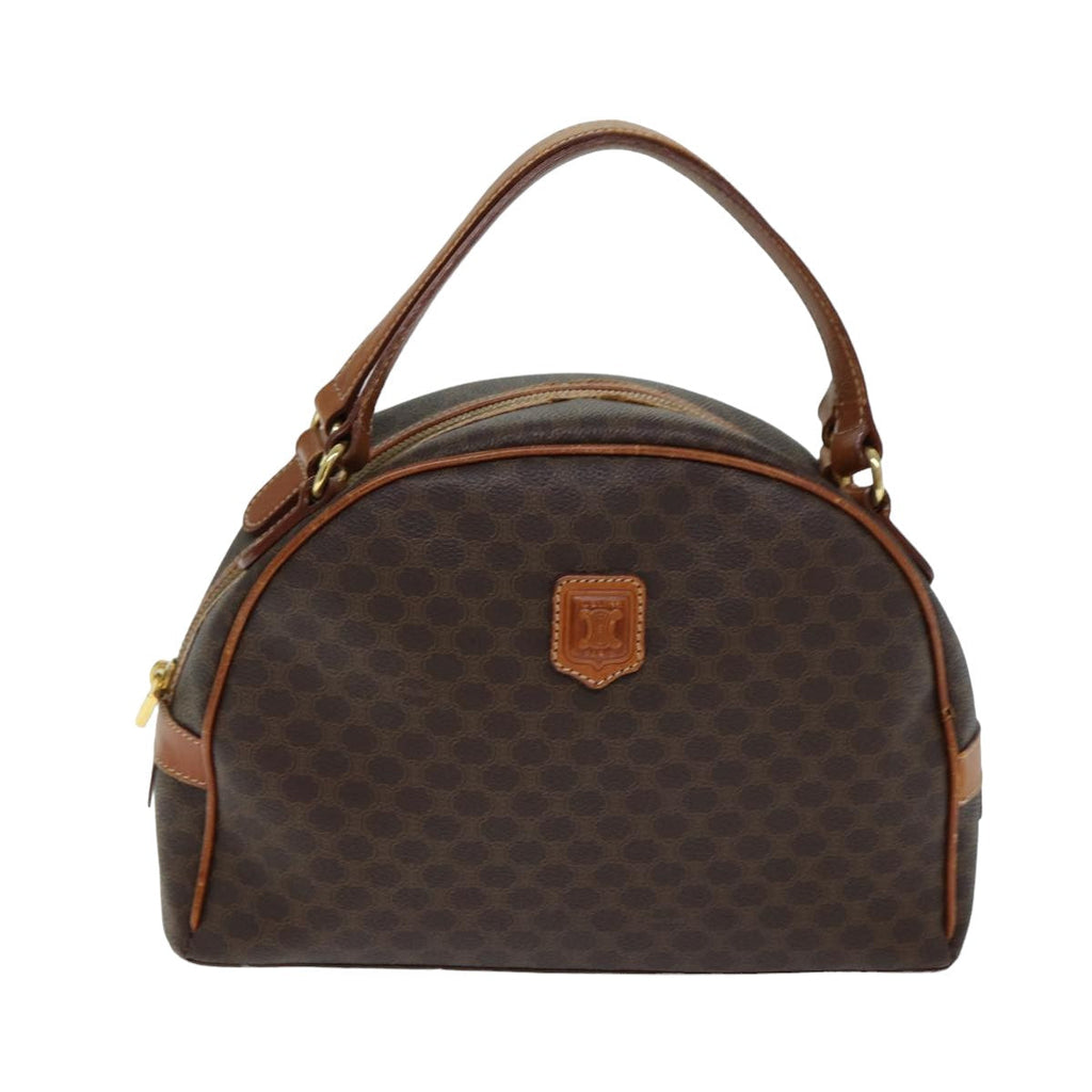 CELINE Macadam Canvas Hand Bag PVC Leather Brown Auth yk13300