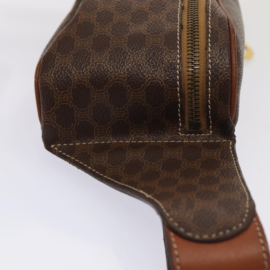 CELINE Macadam Canvas Body Bag PVC Leather Brown 13330
