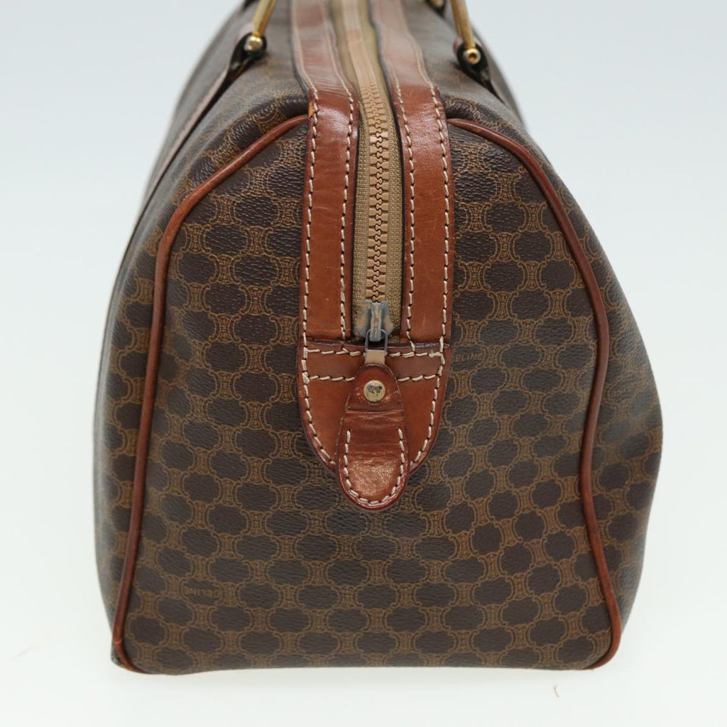 CELINE Macadam Canvas Boston Bag PVC Leather Brown 13417