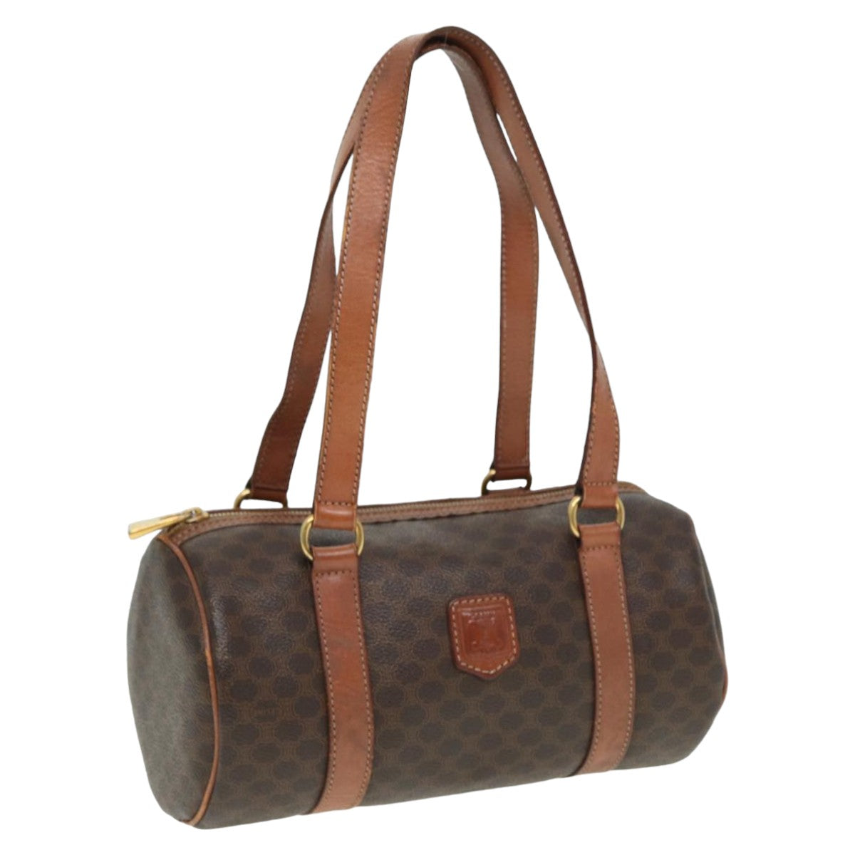 CELINE Macadam Canvas Hand Bag PVC Leather Brown 13425