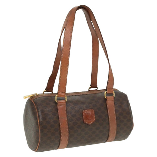 CELINE Macadam Canvas Hand Bag PVC Leather Brown 13425