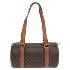 CELINE Macadam Canvas Hand Bag PVC Leather Brown 13425