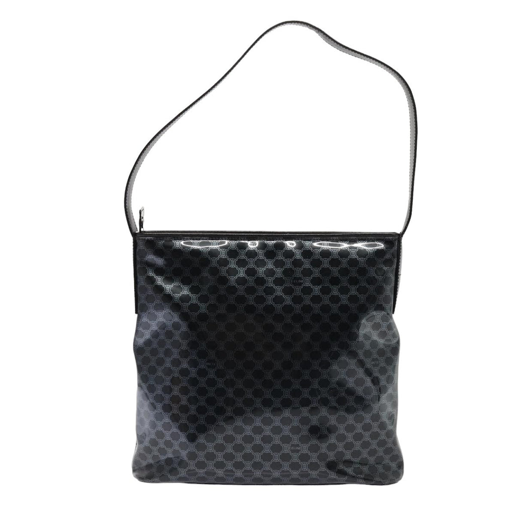 CELINE Macadam Canvas Shoulder Bag Vinyl Black Auth yk13443