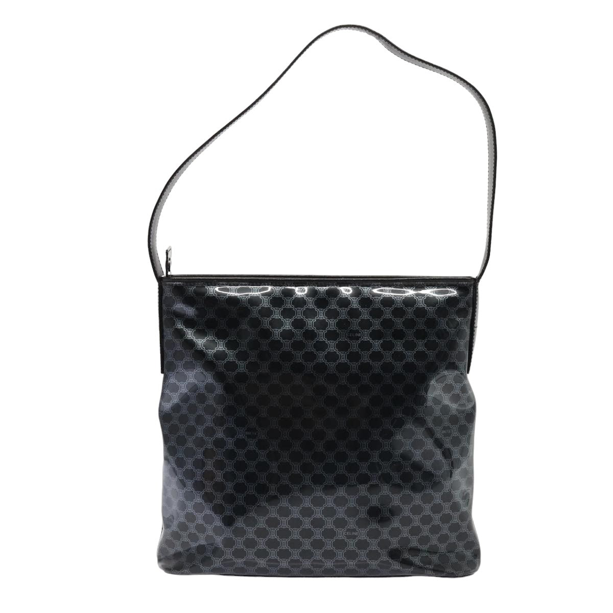 CELINE Macadam Canvas Shoulder Bag Vinyl Black Auth yk13443