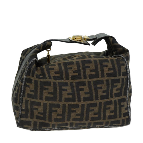 FENDI Zucca Canvas Hand Bag Brown Blackyk13473