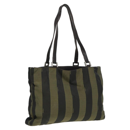 FENDI Pecan Canvas Tote Bag Khaki Blackyk13559