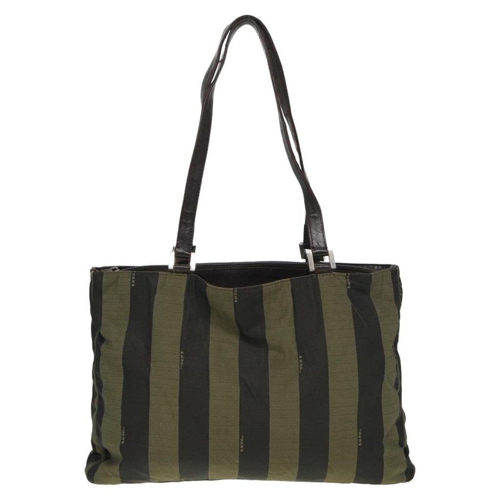 FENDI Pecan Canvas Tote Bag Khaki Blackyk13559