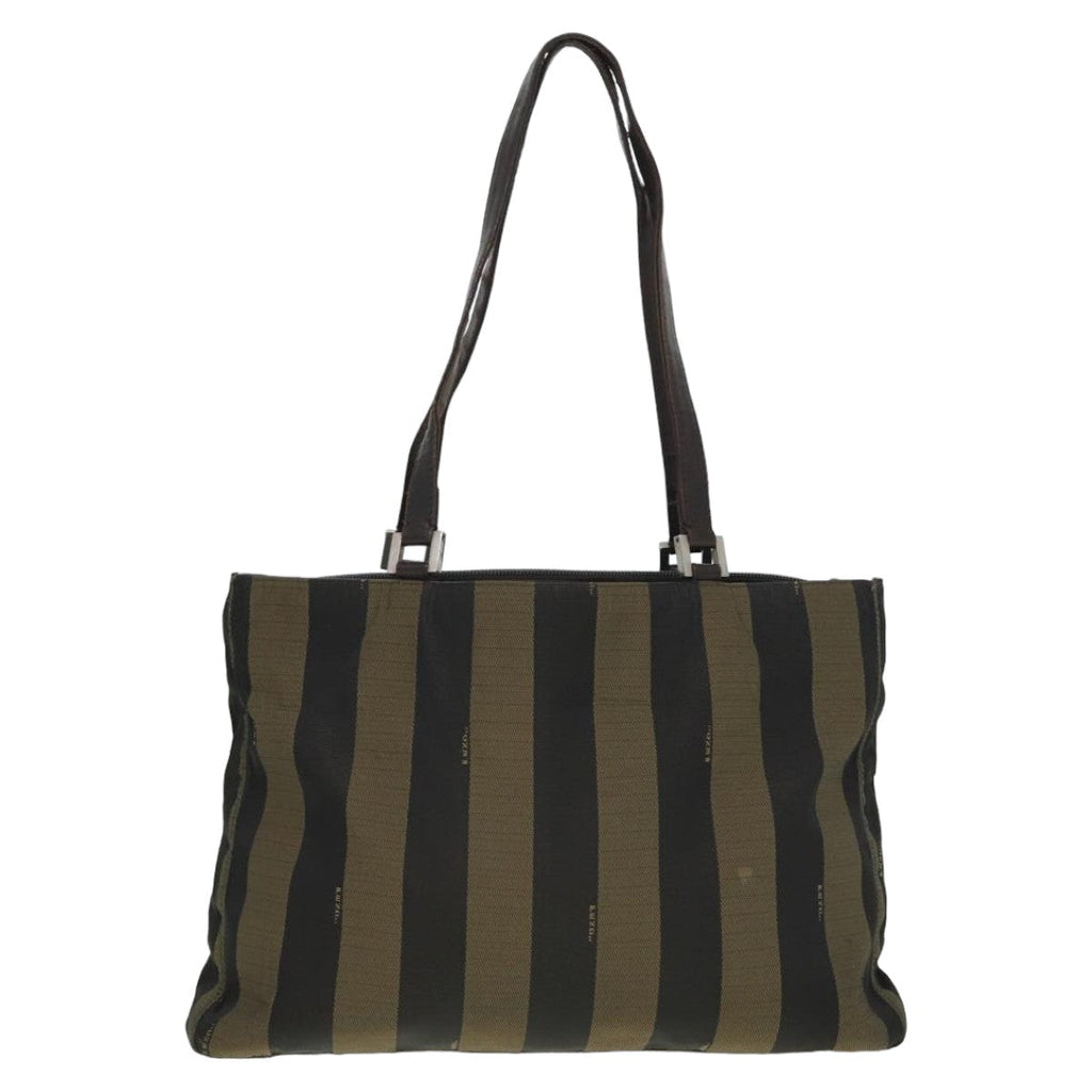 FENDI Pecan Canvas Tote Bag Khaki Blackyk13559